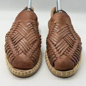Stephy Tobacco Brown Leather Huaraches Shoes 9 US 26 MEX Woven Fisherman Boho